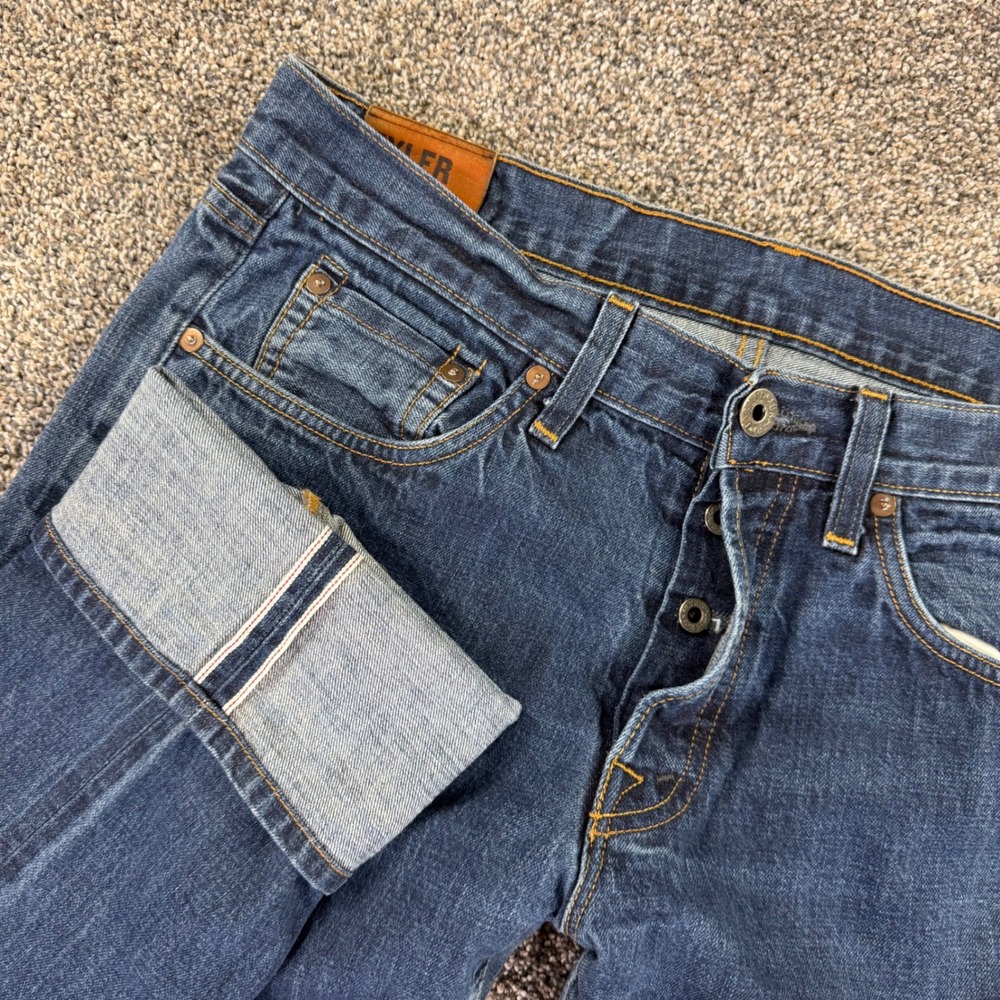 J Brand Tyler Perfect Slim Raw Selvedge Denim Jeans Mens 34 Indigo Blue USA Made